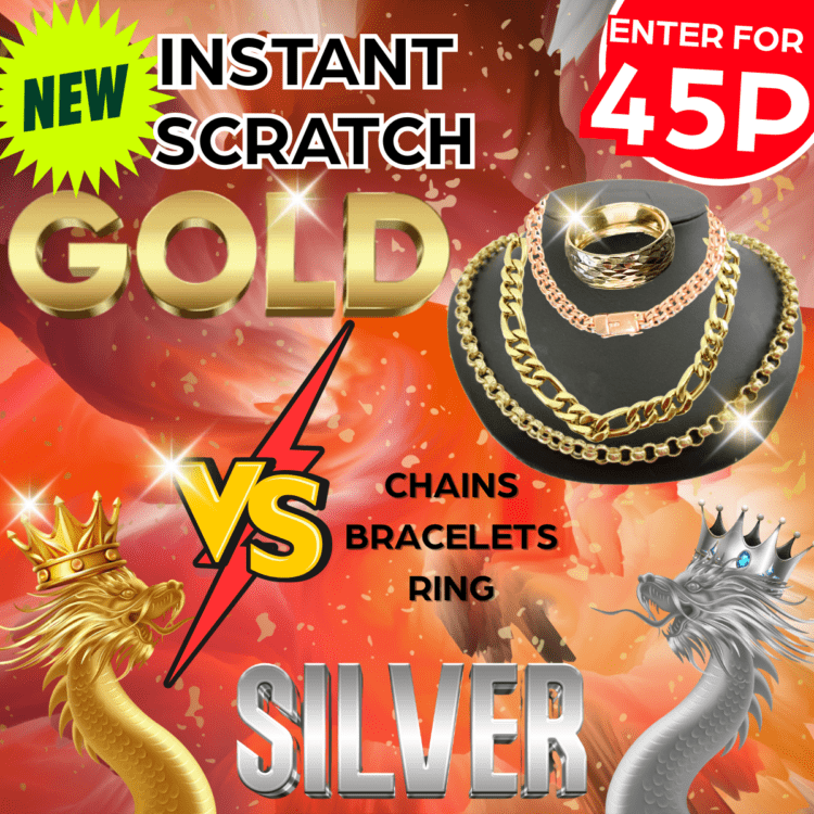 INSTANTSCRATCH#2 WIN GOLD TREASURE QUEST LUXURY JEWELLERY INSTANTWIN + END PRIZE £100