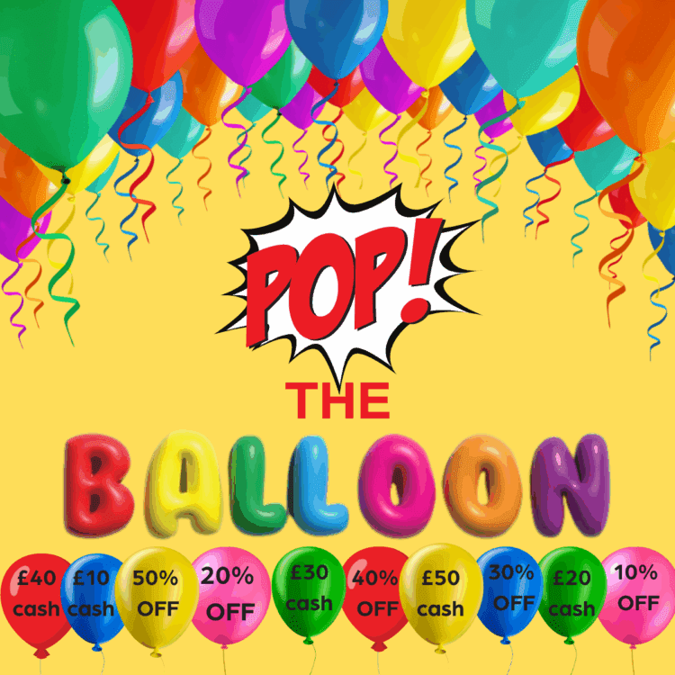INSTANTWIN#37 POP THE BALLOONS: WIN CASH UP TO £50 OR PROMO CODES UP TO 50%