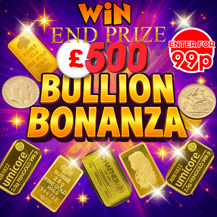 INSTANTFLIP#3 GOLD BARS 999.9 - GREAT ODDS, LOW RISK, REAL FUN, 2 CHANCES - LUXURY JEWELLERY (£500 END PRIZE)