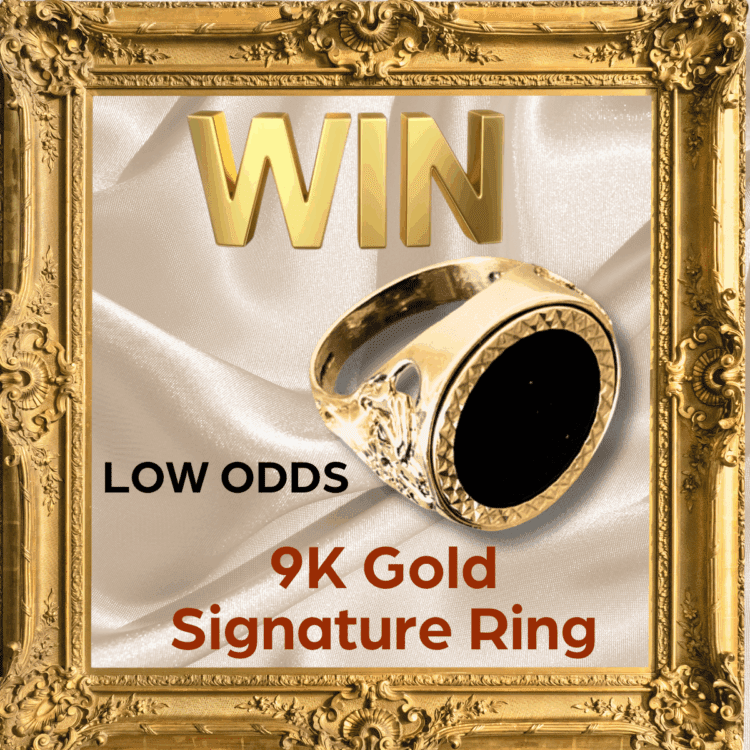 LIVEDRAW#26 WIN BEAUTIFUL 9K GOLD SIGNATURE RING - LOW ODDS LUXURY JEWELLERY