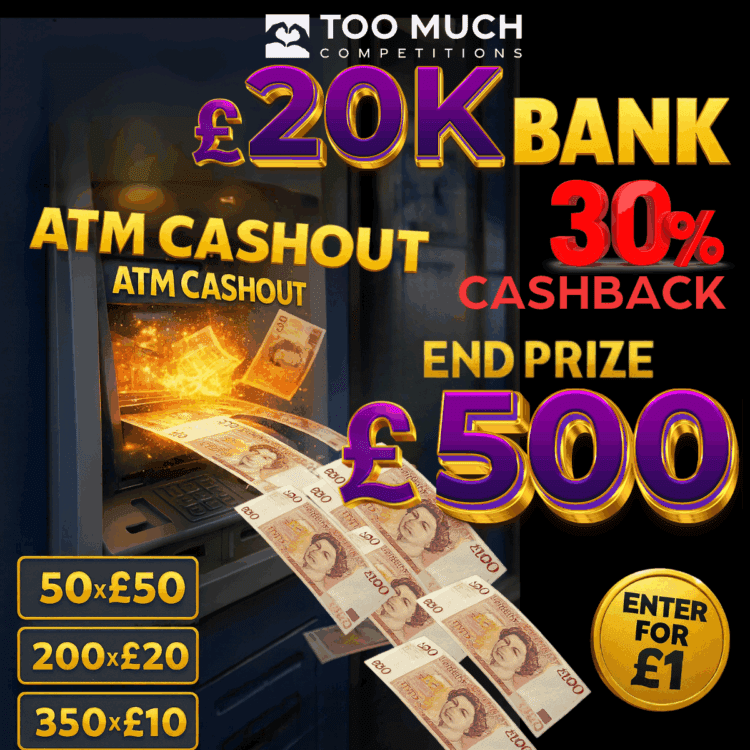 INSTANTWIN#41 ATM CASHOUT - 30% CASHBACK MADNESS - EVERY TICKET WINS (£500 END PRIZE)