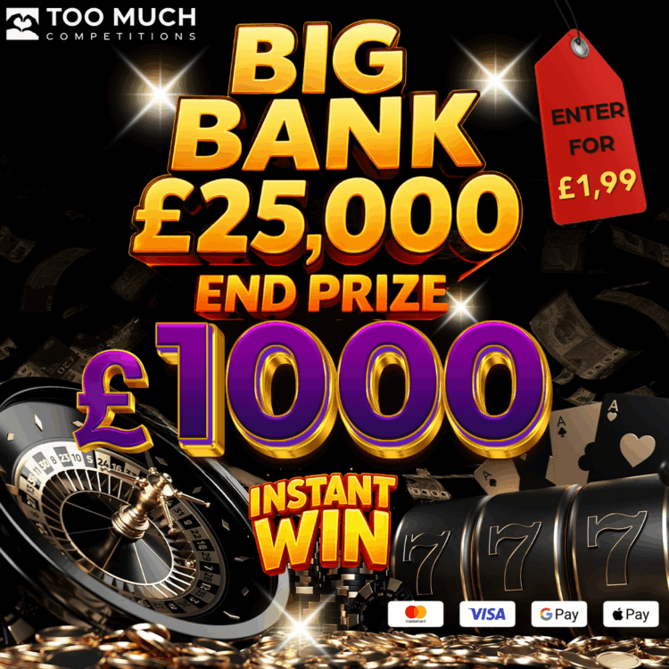 INSTANTWIN#39 BIG BANK £25,000 EVERY TICKET WINS (END PRIZE £1,000)