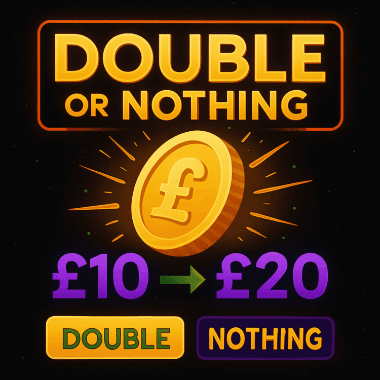 INSTANTFLIP#5 DOUBLE OR NOTHING £10 -> £20 IN TOO MUCH CREDIT 50/50 ODDS