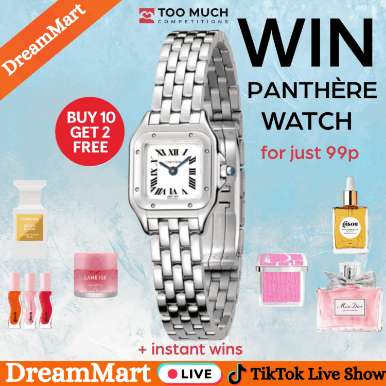 DREAMMART#1 WIN LUXURY CARTIER PANTHÈRE WATCH (OR £1,500 CASH) + INSTANT WINS (GISOU, DIOR, TOM FORD, FENTY, JO MALONE & MORE) FREE DELIVERY