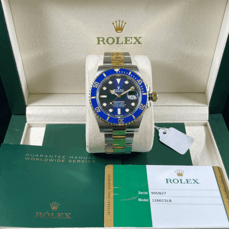 LIVEDRAW#40 WIN LUXURY ROLEX OYSTER PERPETUAL SUBMARINER DATE 41MM WATCH YELLOW ROLESOR BLUE CERACHROM BEZEL (GOLD JEWELLERY) (£13,000 CASH ALTERNATIVE) - Image 10