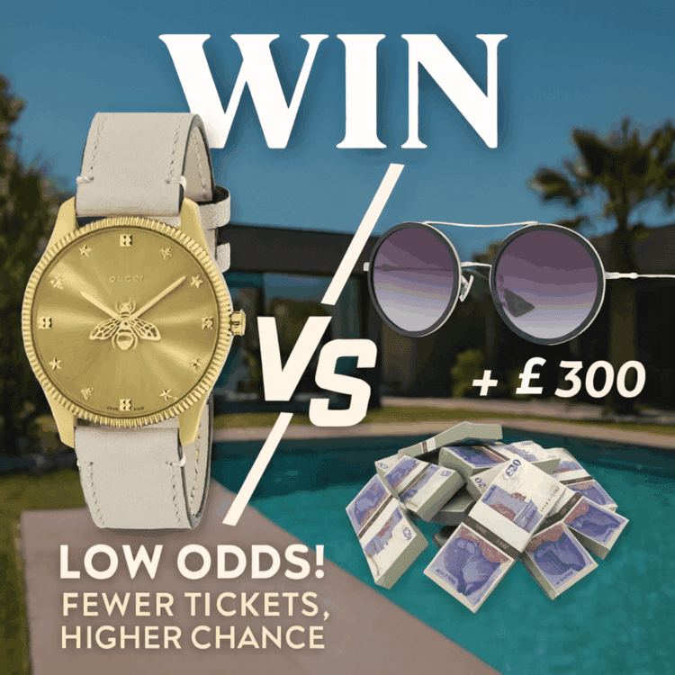LIVEDRAW#34 WIN GUCCI BEE MOTIF WATCH OR SUNGLASSES & £300 CASH
