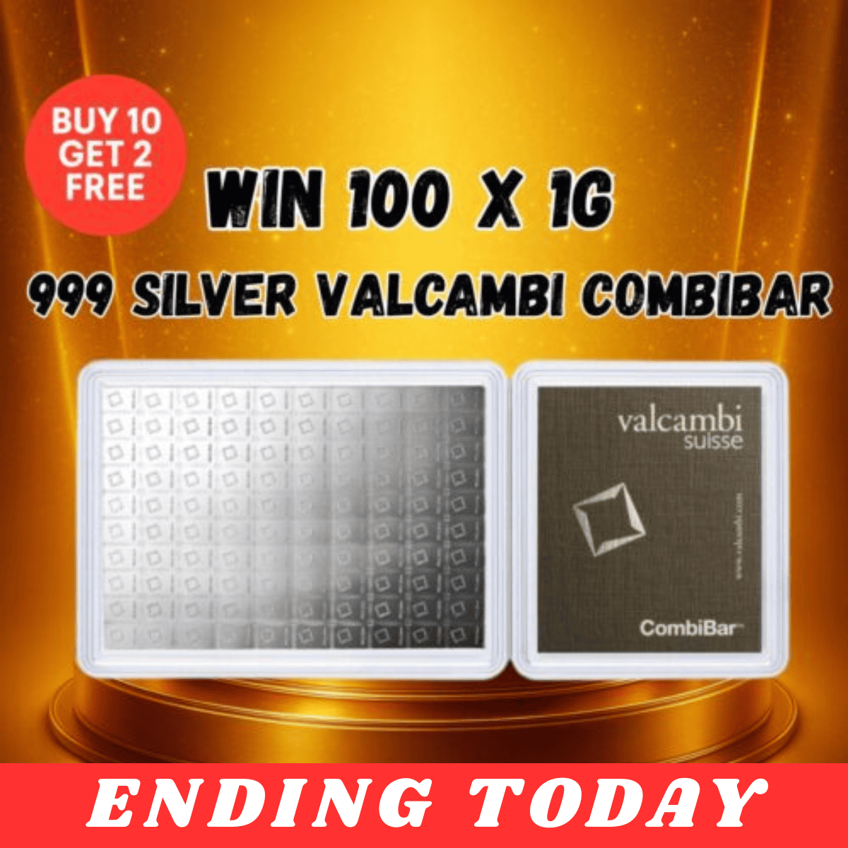 Win 100 x 1g Valcambi CombiBar Silver Bars – 999 Fine Silver (£190 Cash Alternative) #2