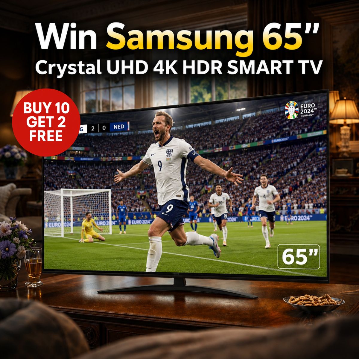Win this Samsung 65″ Crystal UHD 4K Smart TV #1 (£280 Cash Alternative)