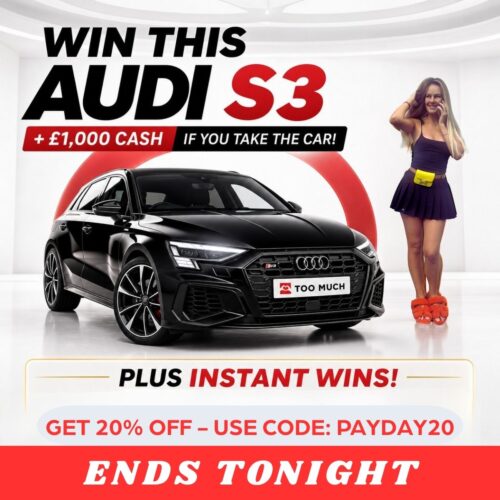 Win this Audi S3 TFSI Vorsprung Sportback Quattro 306BHP (£25,000 Cash Alternative)