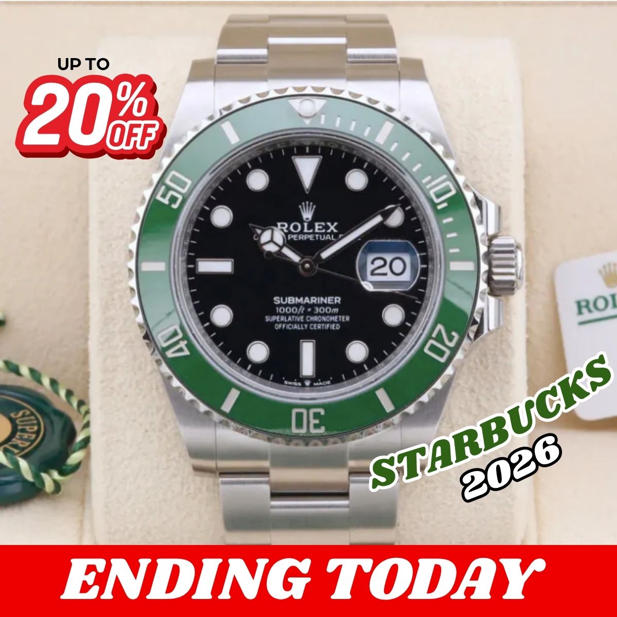 Win Rolex Submariner Date ‘Starbucks’ Brand New 2026 (£11,000 Cash Alternative)